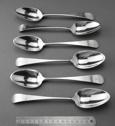 Hester Bateman Georgian Silver Table Spoons (Set of 6)